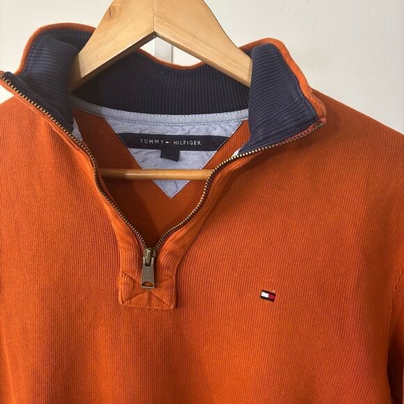 Tommy Hilfiger Orange Zip Up Sweater - Picture 3 of 7